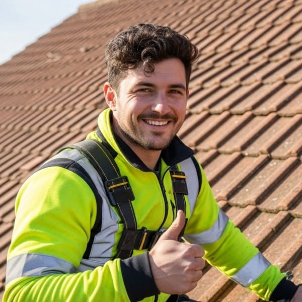 NS Property Maintenance roofer giving thumbs up on a recent job